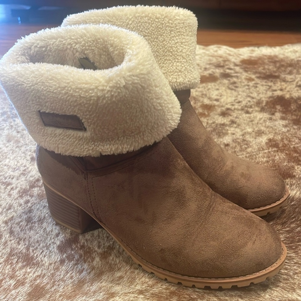 Brown booties.
